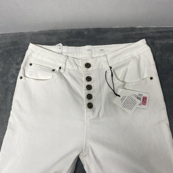 A Loves A Womens’ White Denim Jeans sz 31 NWT Stretchy Button Front Ankle Skinny - Picture 4 of 10